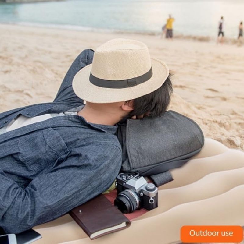 Pickup Truck Air Mattress: Black Double-Sided Flocked, Secure Head Protection, Elevated Side Barriers - Multifunctional 3-In-1 Design, Portable Carry Bag, Inflatable Car Mattress for GMC Sierra Back S - Image 4