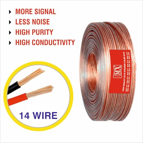 MX High Performance Speaker Cable 50 Meter Coil 14 AWG Transparent Wire | Heavy Duty Audio Cable OD 2.2 x 4.4 mm | Speaker Wire for Home Theater, Hi-Fi & PA Systems - Image 4