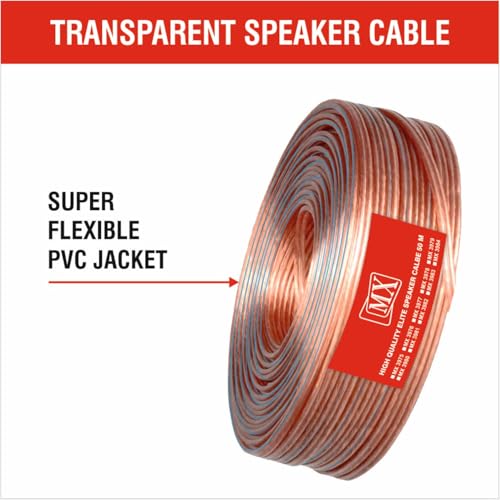 MX High Performance Speaker Cable 50 Meter Coil 14 AWG Transparent Wire | Heavy Duty Audio Cable OD 2.2 x 4.4 mm | Speaker Wire for Home Theater, Hi-Fi & PA Systems - Image 2