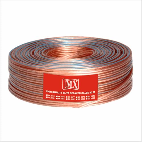 MX High Performance Speaker Cable 50 Meter Coil 14 AWG Transparent Wire | Heavy Duty Audio Cable OD 2.2 x 4.4 mm | Speaker Wire for Home Theater, Hi-Fi & PA Systems - Image 1