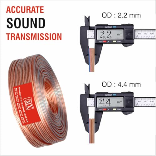 MX High Performance Speaker Cable 50 Meter Coil 14 AWG Transparent Wire | Heavy Duty Audio Cable OD 2.2 x 4.4 mm | Speaker Wire for Home Theater, Hi-Fi & PA Systems - Image 5