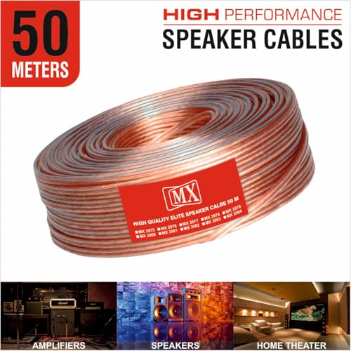 MX High Performance Speaker Cable 50 Meter Coil 14 AWG Transparent Wire | Heavy Duty Audio Cable OD 2.2 x 4.4 mm | Speaker Wire for Home Theater, Hi-Fi & PA Systems - Image 3