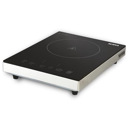 Surya Roshni Infrared Neo 2200W Electric Cooktop | Glass Top with Feather Touch Controls, 3 Preset Menu & Adjustable Power Mode | Includes S.S. Barbeque Accessories - Image 1