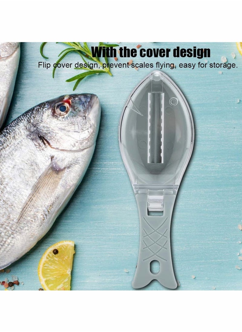 SYOSI - Household Kitchen Tools Fish Scale with Lid, Safe and Fun Scraping Fishing Scale Brush, Fast Remove Fish Skin Graters Cleaning Peeler Scaler Scraper Fish Shape Design (Blue) - Image 1
