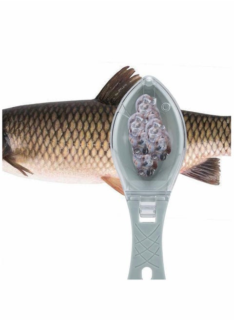 Household Kitchen Tools Fish Scale with Lid, Safe and Fun Scraping Fishing Scale Brush, Fast Remove Fish Skin Graters Cleaning Peeler Scaler Scraper Fish Shape Design (Blue)