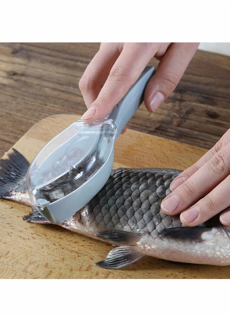 SYOSI - Household Kitchen Tools Fish Scale with Lid, Safe and Fun Scraping Fishing Scale Brush, Fast Remove Fish Skin Graters Cleaning Peeler Scaler Scraper Fish Shape Design (Blue) - Image 1