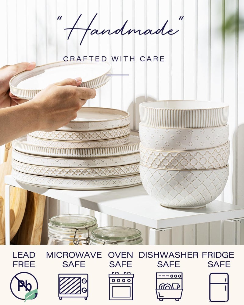 Getstar Dinnerware Sets Plates and Bowls Sets 105 Dish  8 Dish  6 Bowl for 4 Microwave Dishwasher Safe 12 PCS Ceramic Dinnerware Sets - Image 3