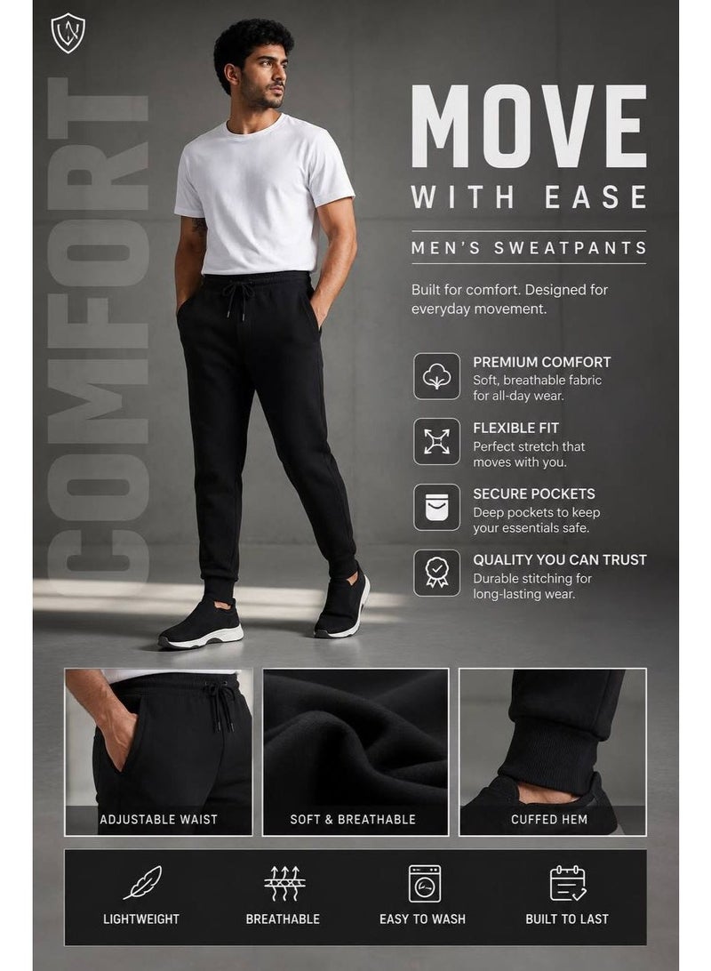 aegis store AEGIS Men’s Black Jogger Pants - Premium Cotton Blend, Drawstring Waist, Slim Fit - Image 4