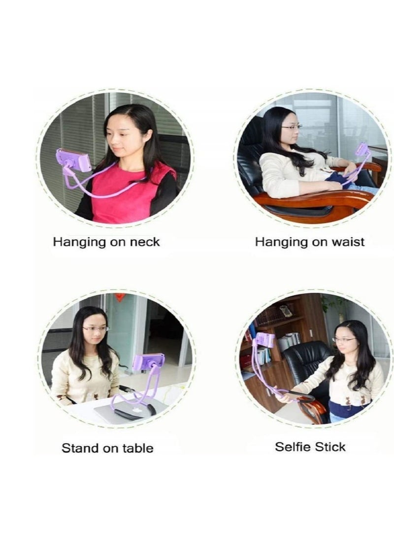 حامل هاتف ذكي - حامل هاتف مريح معلق على الرقبة بتصميم دوار حر على الطاولة متعدد الوظائف (أسود) - Image 4