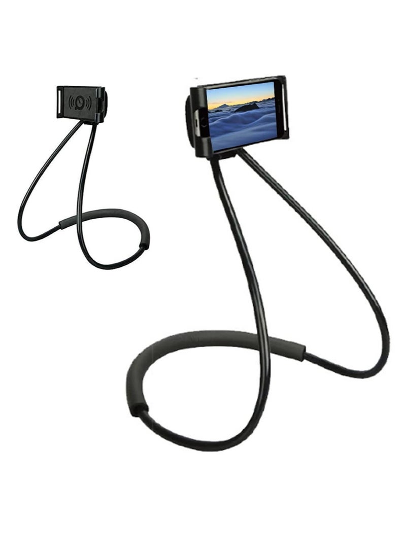 حامل هاتف ذكي - حامل هاتف مريح معلق على الرقبة بتصميم دوار حر على الطاولة متعدد الوظائف (أسود) - Image 2