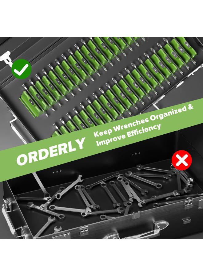 Matscover 80PCS Modular Wrench Organizer Wrench Holder - Tool Organizers for Tool Drawer Storage, Wrench Storage Set with Metric & SAE Label, Wrenchs Rack Tool Gift for Professional Mechanics Men, Green - Image 5