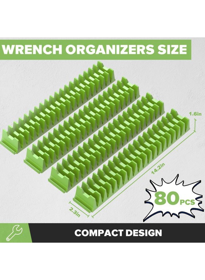 Matscover 80PCS Modular Wrench Organizer Wrench Holder - Tool Organizers for Tool Drawer Storage, Wrench Storage Set with Metric & SAE Label, Wrenchs Rack Tool Gift for Professional Mechanics Men, Green - Image 4