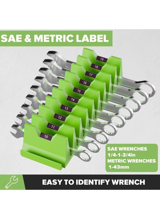 Matscover 80PCS Modular Wrench Organizer Wrench Holder - Tool Organizers for Tool Drawer Storage, Wrench Storage Set with Metric & SAE Label, Wrenchs Rack Tool Gift for Professional Mechanics Men, Green - Image 2