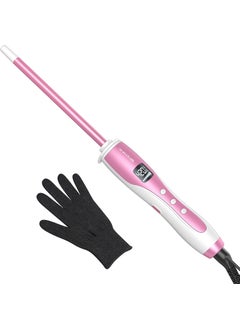 wavytalk Wavytalk 38 Inch Small Curling Wand Wand Iron for Short  Long Hair Ceramic Barrel with Adjustable Temperature Include Heat Resistant Glove Pink 