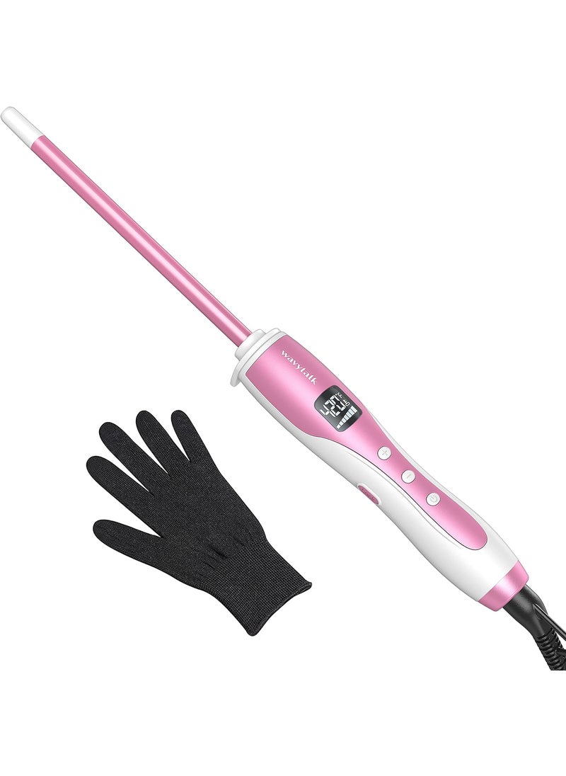 wavytalk Wavytalk 38 Inch Small Curling Wand Wand Iron for Short  Long Hair Ceramic Barrel with Adjustable Temperature Include Heat Resistant Glove Pink 