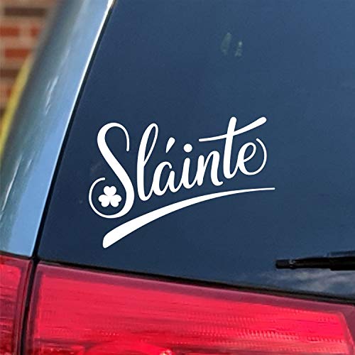 Sunset Graphics & Decals Slainte - Irish Toast Cheers Car Decal Sticker Irish | Cars Trucks Vans Walls Laptop | White | 5.5 x 4 inches | SGD000037 - Image 1