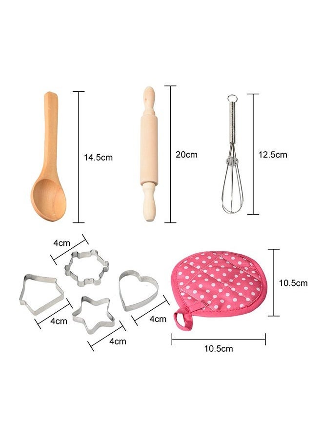 NIKITA.VIVI 11-Piece Polka Dot Kids Kitchen Cooking Play With Apron And Chef Hat Set Kitchen Toy Set for Kid, Cooking Pretend Play Kitchen Set Costume Dress Up Chef Outfit 40x38x2cm  - Image 3