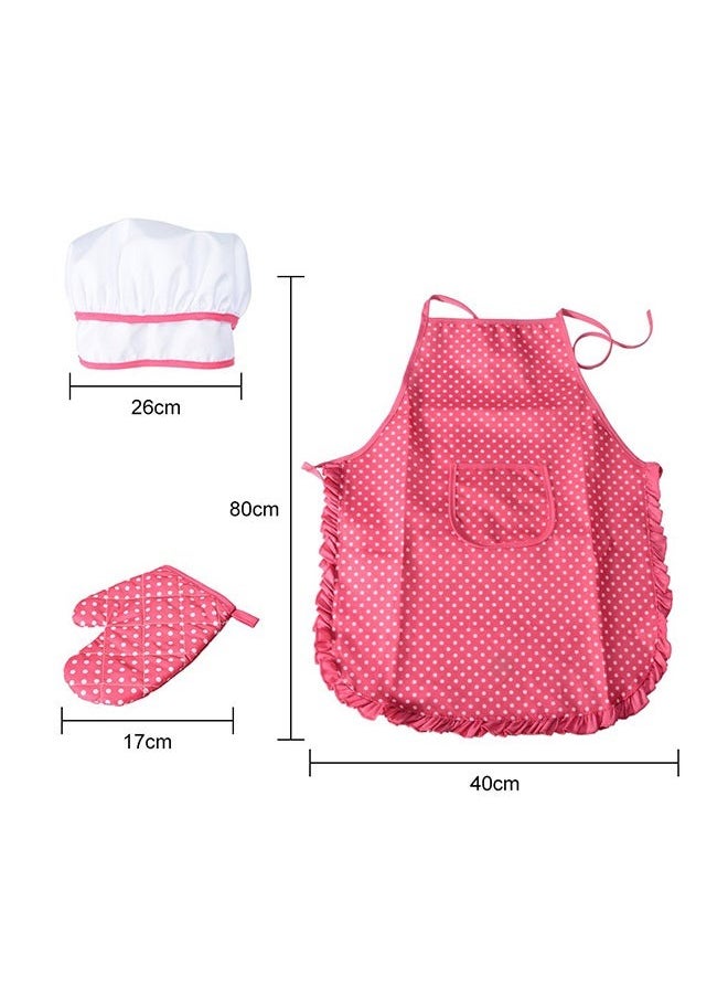 NIKITA.VIVI 11-Piece Polka Dot Kids Kitchen Cooking Play With Apron And Chef Hat Set Kitchen Toy Set for Kid, Cooking Pretend Play Kitchen Set Costume Dress Up Chef Outfit 40x38x2cm  - Image 4