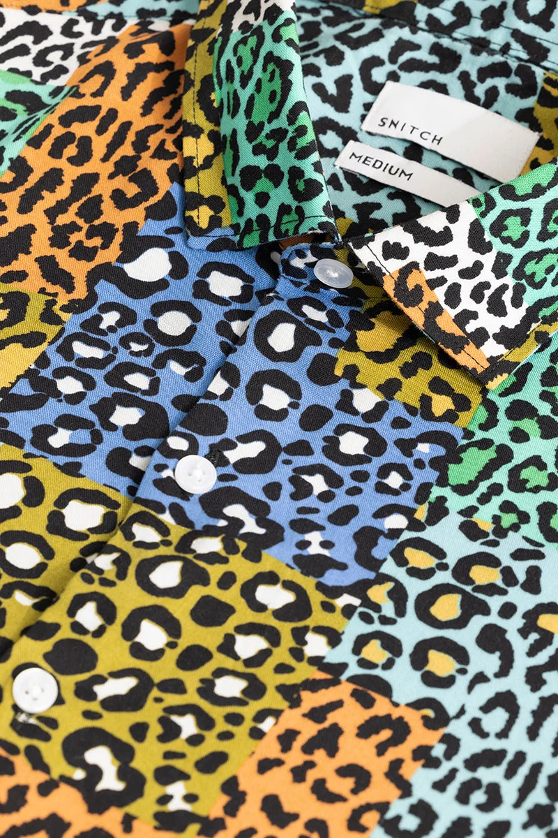 SNITCH Multicolour Animal Print Long Sleeve Slim Fit Streetwear Shirt