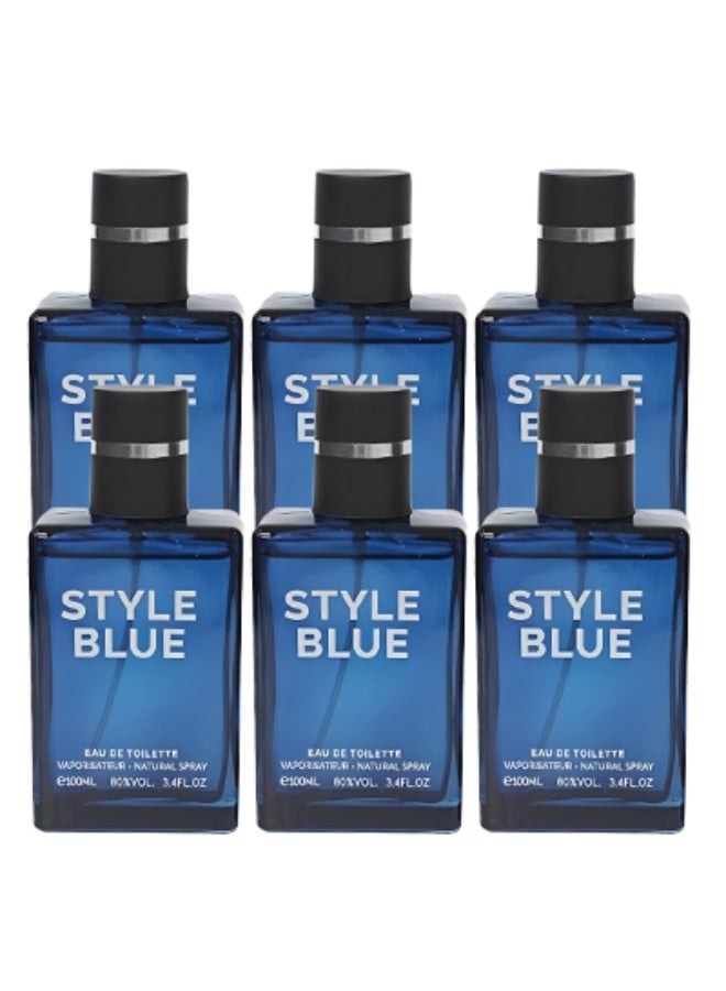 Style 6 Pieces Style Blue Perfume For Men 100ml EDT - Image 1