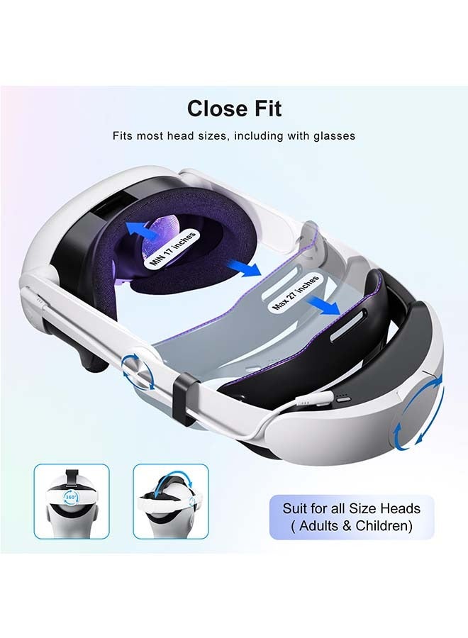 Comfort Battery Head Strap 10000mAh Compatible with Quest 3 Accessories, Battery Pack Soft Cushion VR Elite Strap for Balance Weight - Image 4