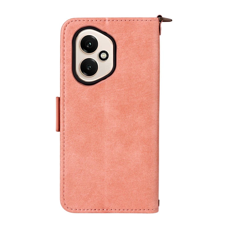 For Honor 400 Global 156.5mm Multi-card Slots Crossbody Cowhide Leather Phone Case(Pink) - Image 3