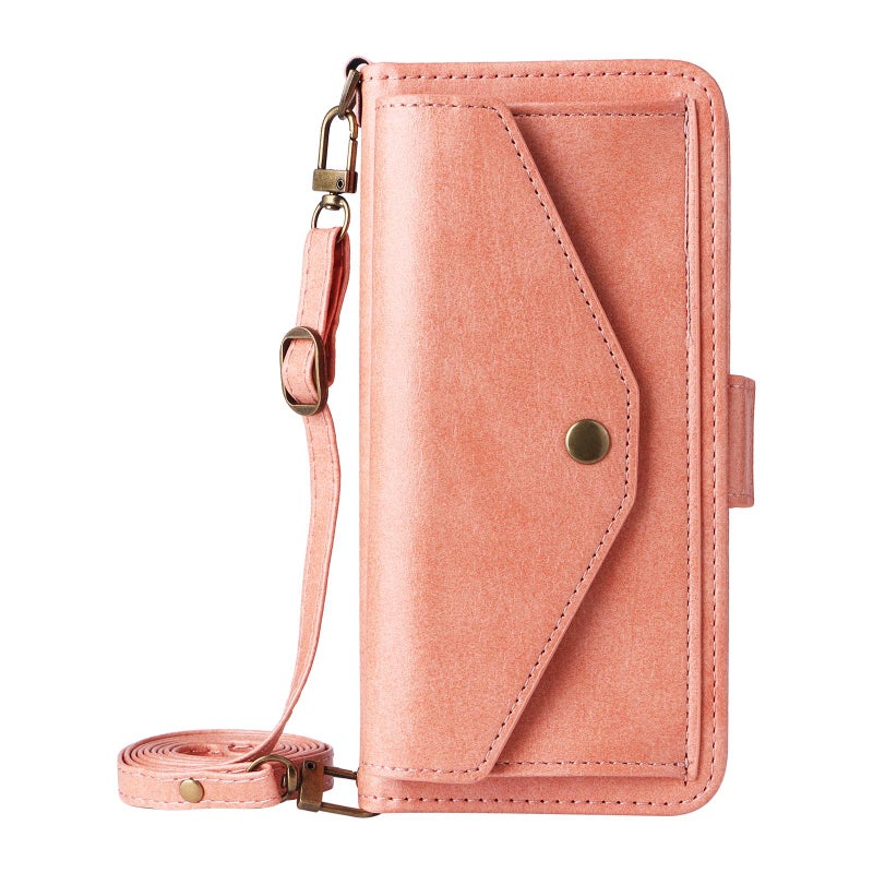 For Honor 400 Global 156.5mm Multi-card Slots Crossbody Cowhide Leather Phone Case(Pink) - Image 2