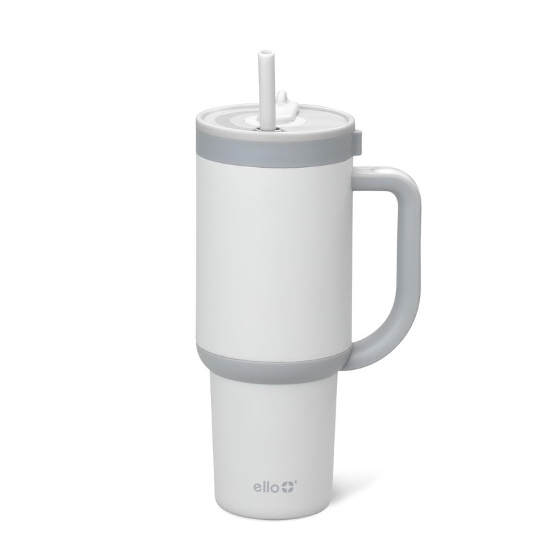 إيلو أواسي 30 أونصة كوب مع مقبض وشفاطة قابلة للسحب قابلة لإعادة الاستخدام معزولة من الفولاذ المقاوم للصدأ 100% مضادة للتسرب هدايا للمراهقين والنساء والرجال تحافظ على البرودة لمدة 20 ساعة صديقة لحامل الأكواب باللون الرمادي