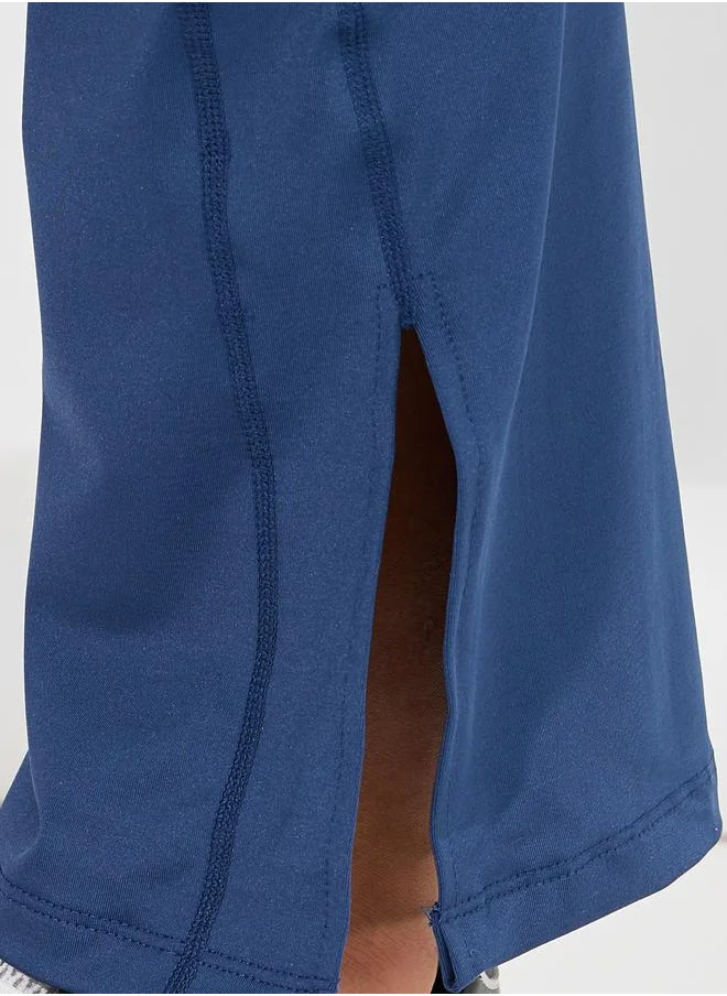 Styli Overall Tonal Stitch Detail Zip Up Longline Sport Bra & Flared Leggings Set