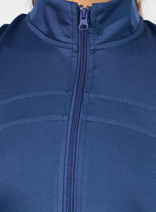 Styli Overall Tonal Stitch Detail Zip Up Longline Sport Bra & Flared Leggings Set - Image 3