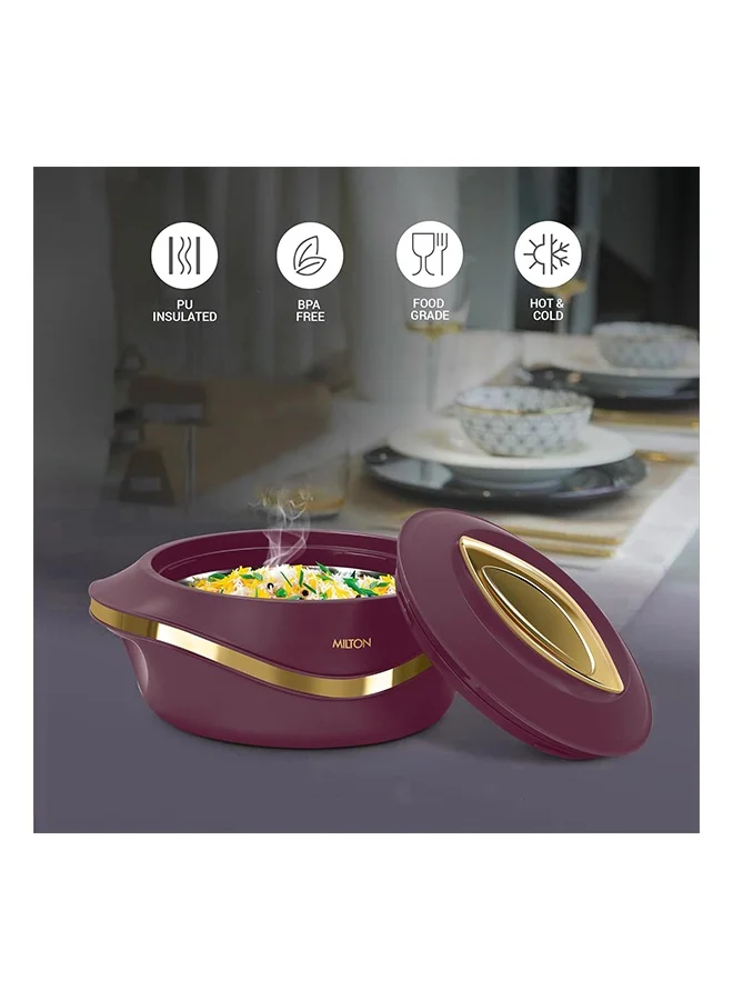 Milton MILTON 3-Piece Casserole Set (860ml, 1.27L, 1.96L) Double-Walled Hotpot with PU Insulation & Stainless Steel Inner, Keeps Food Hot/Cold for Hours, Perfect for Serving Roti - Pearl Reg - Marron Marron