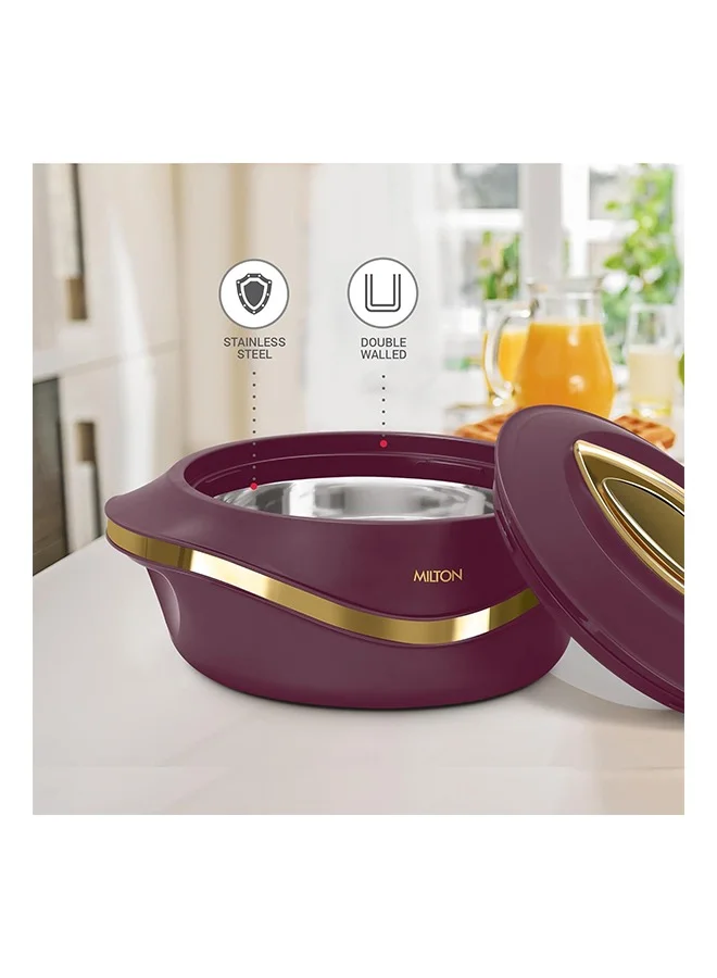 Milton MILTON 3-Piece Casserole Set (860ml, 1.27L, 1.96L) Double-Walled Hotpot with PU Insulation & Stainless Steel Inner, Keeps Food Hot/Cold for Hours, Perfect for Serving Roti - Pearl Reg - Marron Marron