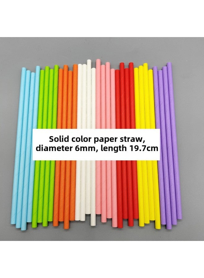 Solid Color Paper Straw Disposable Degradable Food Grade Paper Straw Color Straw Bar Dessert Party Decoration-Color:Solid Color Dark Powder  - Image 2