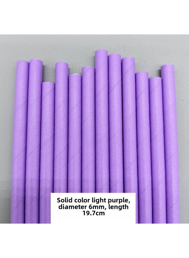 Solid Color Paper Straw Disposable Degradable Food Grade Paper Straw Color Straw Bar Dessert Party Decoration-Color:Solid Color Dark Powder  - Image 3