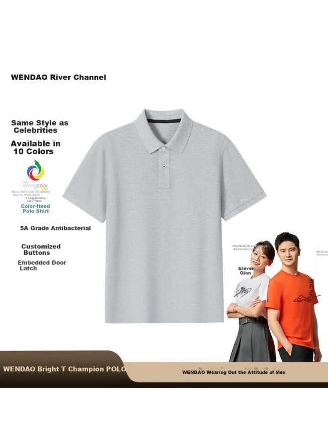 ASK Wandao 100% Pure Cotton Pique 5a Antibacterial Champion Polo Shirt, Floral Gray, 5XL - Image 1
