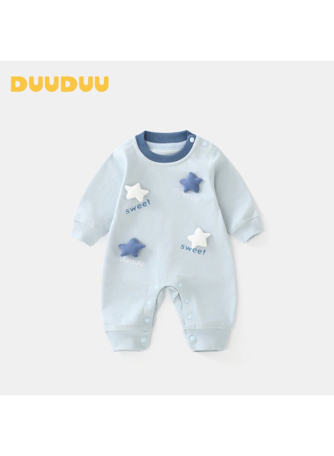 Duuduu Baby Romper Uni Autumn Newborn Seamless Spring Jumpsuit Blue 90cm - Image 1