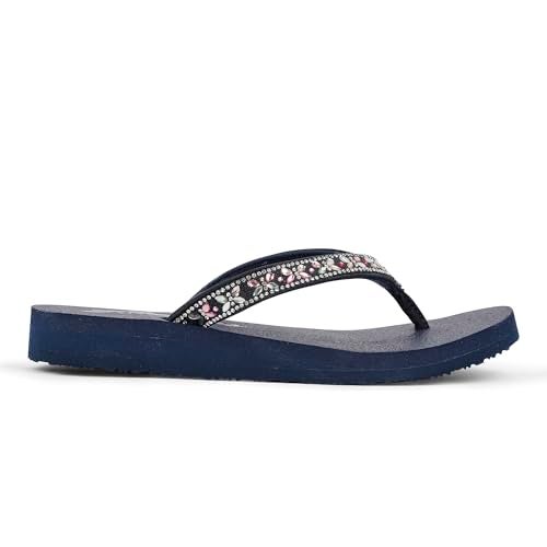 Skechers Women Meditation Navy Blue Slippers - Image 1