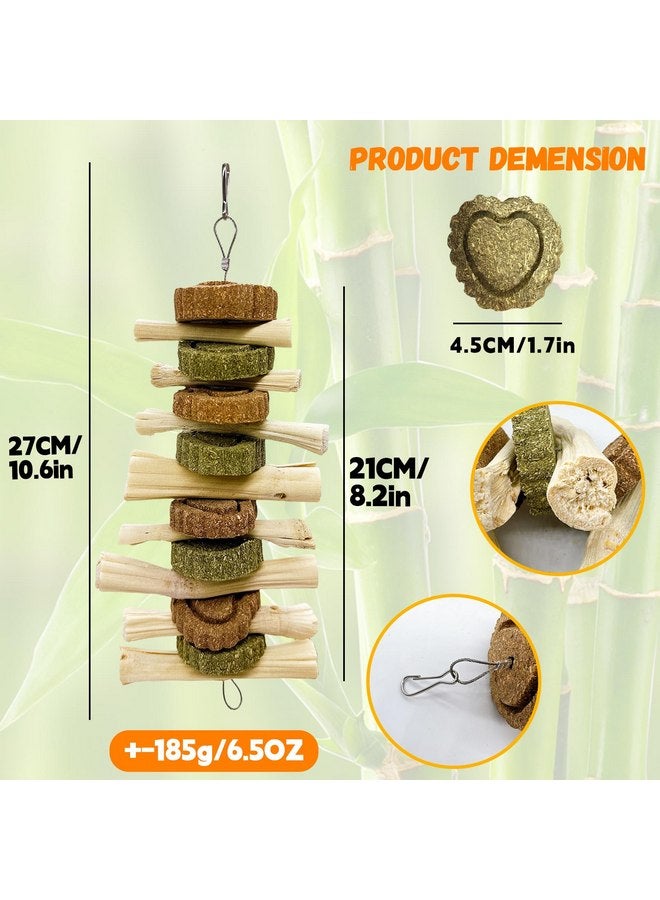 Hamiledyi 3Pcs Bunny Chew Toys for Teeth Bunny Hanging Grinding Cake Natural Sweet Bamboo Sticks Timothy Hay&Carrot Cake for Rabbit Guinea Pig Chinchilla Gerbil Improve Dental Health - Image 2