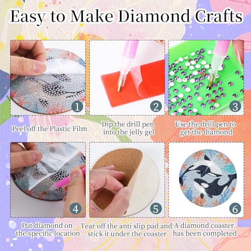 Sitsink Dachshund Diamond Art Coasters - Cute Dog Diamond Painting Coasters Kit for Adult, 3D Rhinestone Gem Art Small DIY Crafts Kit for Women - Image 3