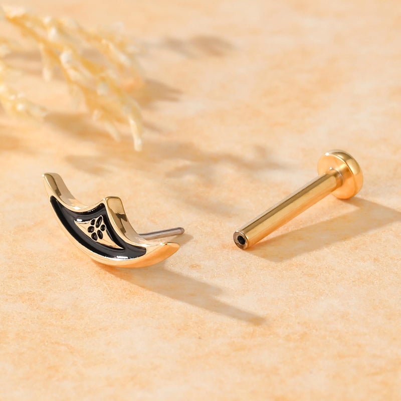 Humorrap Threadless Flat Back Stud 16G 8mm, ASTM F136 Titanium Cartilage Earrings Piercing Jewelry for Helix, Conch, Flat, Tragus, Halloween Gothic Labret Stud - Image 5