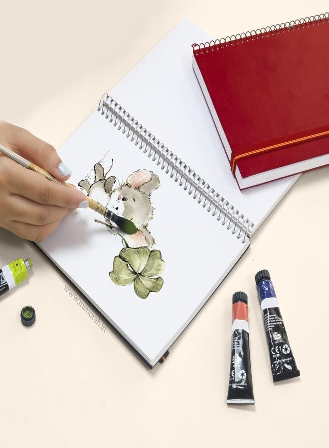 MENORAH دفتر رسم مينورا - ورق A5 - ألوان زيتية - 180 غرام/متر مربع - غلاف حلزوني، دفتر رسم - 100 صفحة/50 ورقة (مقاس 21.0 سم × 14.8 سم) - غلاف معدني حلزوني صلب - دفتر رسم - بورتريه (أحمر) - Image 5