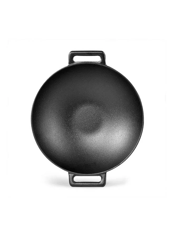 Fissman Wok Cast Iron Non-Stick Coating with Handles,  Deep Shape, Thick Walls and Compatible With Gas, Electric, Glass-Ceramic And Induction 30.6x8cm/3.1LTR
