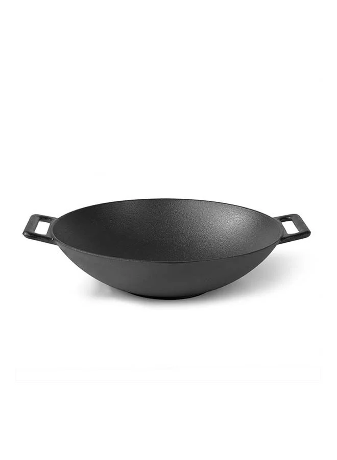 Fissman Wok Cast Iron Non-Stick Coating with Handles,  Deep Shape, Thick Walls and Compatible With Gas, Electric, Glass-Ceramic And Induction 30.6x8cm/3.1LTR