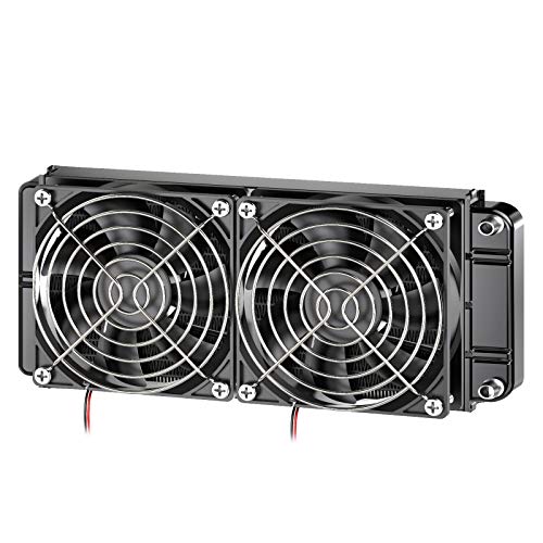 Clyxgs Water Cooling Radiator, 12 Pipe Aluminum Heat Exchanger Radiator with Fan for PC CPU Computer Water Cool System DC12V 240mm Black - Image 1