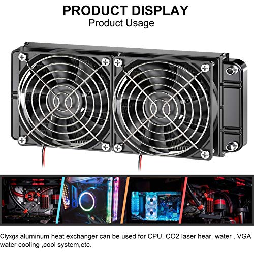 Clyxgs Water Cooling Radiator, 12 Pipe Aluminum Heat Exchanger Radiator with Fan for PC CPU Computer Water Cool System DC12V 240mm Black - Image 4