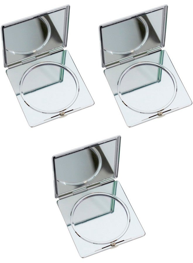 Stephanie Imports Set Of 3 Double Sided Magnifying Square Compact Mirrors With Leatherette Insert (Brown Croc) - Image 3