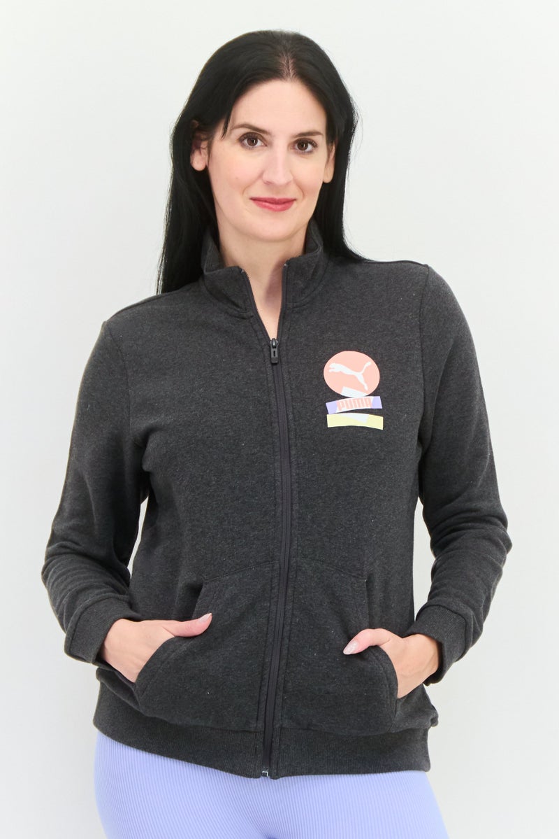 PUMA Women Regular Fit Long Sleeves Outdoor Sweatshirt, Charcoal Black - Image 1