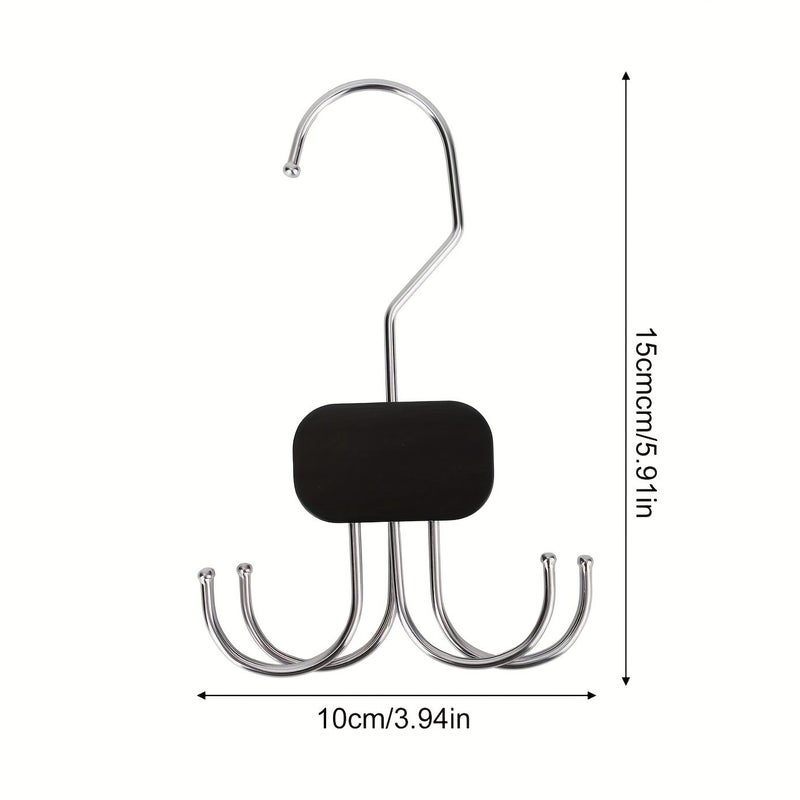 2 Piece Burlywood Belt Hanger For Wardrobe Closet 360 Degree Rotatable Organizer Holder 6 Hooks Space Saving Tie Rack Metal And Wood Storage Accessories - Image 3