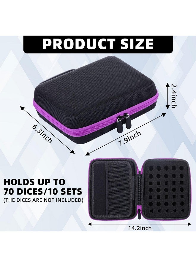 Aoriher Dice Case with Removable Slotted Tray for Dice Storage Game Dice Carrying Holder Compatible with Dnd Role Playing and Other Table Games, Holds up to 70 Dices/ 10 Sets(Purple) - Image 2
