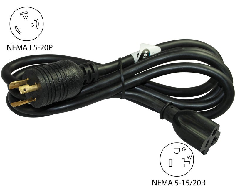 Conntek 8FL520520 8-Feet, Locking Extension Cord, 20-Amp 125-Volt, NEMA L5-20P Plug to U.S Connector - Image 2